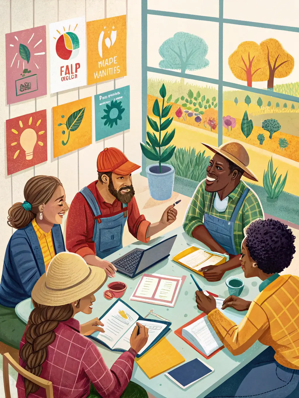 A picture of association members working together on a crop protection project, implementing strategies to minimize wildlife damage to local farms.
